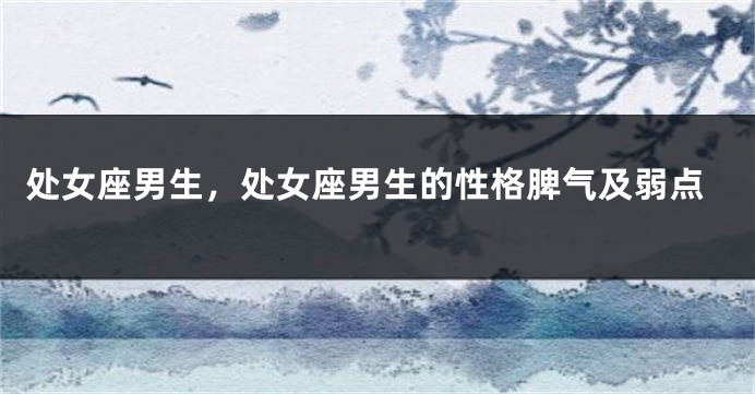 处女座男生,处女座男生的性格脾气及弱点