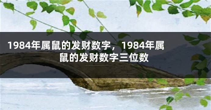 1984年属鼠的发财数字，1984年属鼠的发财数字三位数