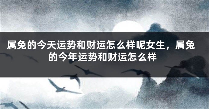 属兔的今天运势和财运怎么样呢女生,属兔的今年运势和财运怎么样