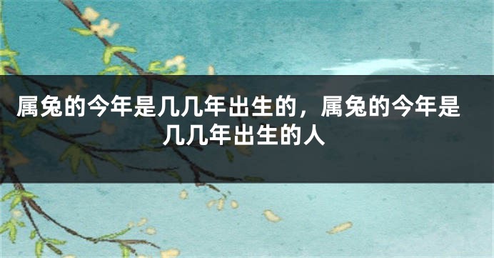 属兔的今年是几几年出生的,属兔的今年是几几年出生的人