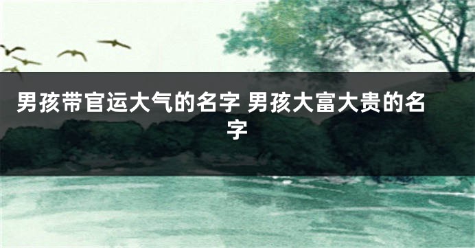 男孩带官运大气的名字 男孩大富大贵的名字