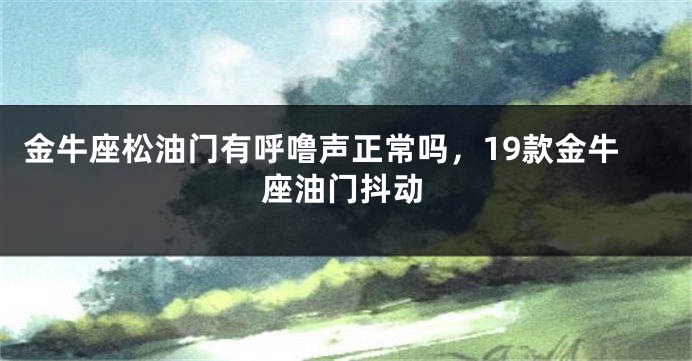 金牛座松油门有呼噜声正常吗，19款金牛座油门抖动