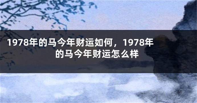 1978年的马今年财运如何，1978年的马今年财运怎么样