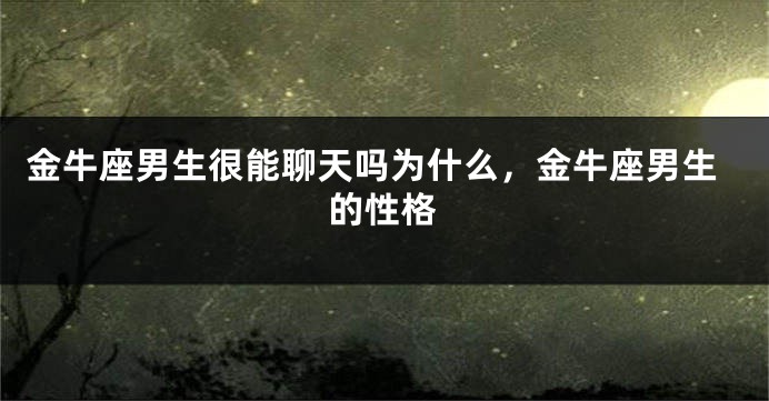 金牛座男生很能聊天吗为什么,金牛座男生的性格