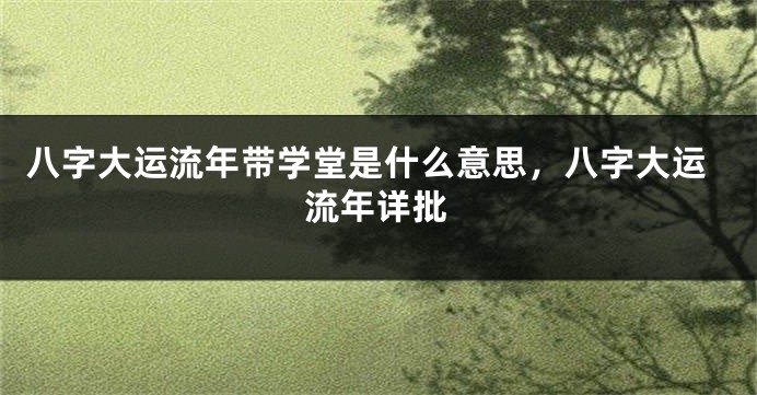 八字大运流年带学堂是什么意思,八字大运流年详批