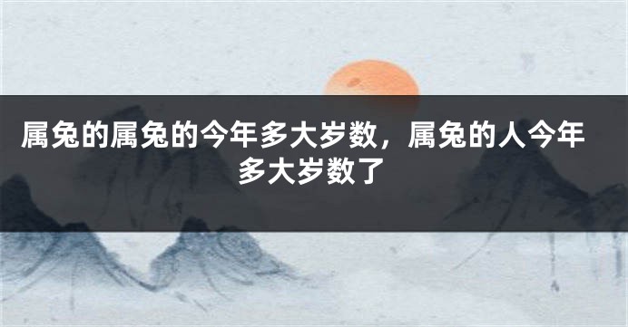 属兔的属兔的今年多大岁数，属兔的人今年多大岁数了