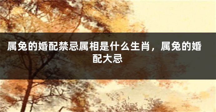 属兔的婚配禁忌属相是什么生肖，属兔的婚配大忌