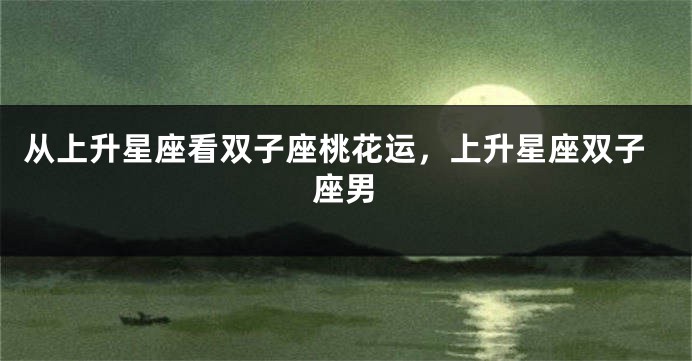 从上升星座看双子座桃花运，上升星座双子座男