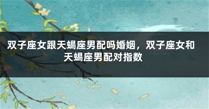 双子座女跟天蝎座男配吗婚姻，双子座女和天蝎座男配对指数