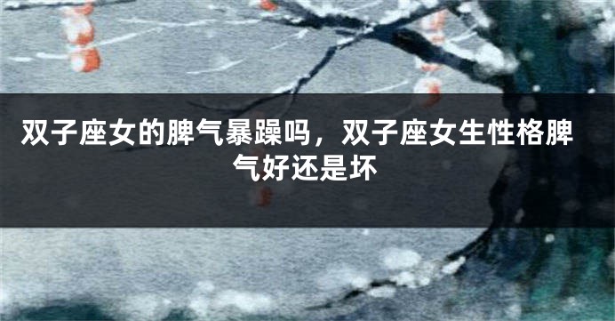 双子座女的脾气暴躁吗，双子座女生性格脾气好还是坏