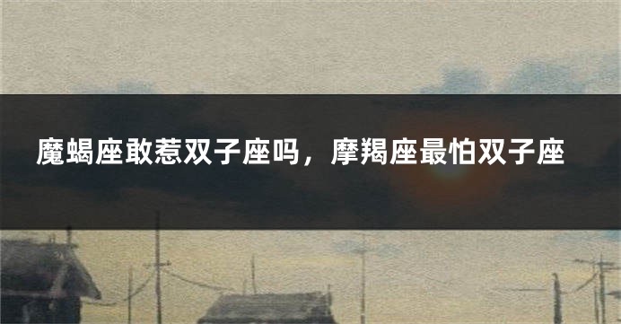 魔蝎座敢惹双子座吗，摩羯座最怕双子座