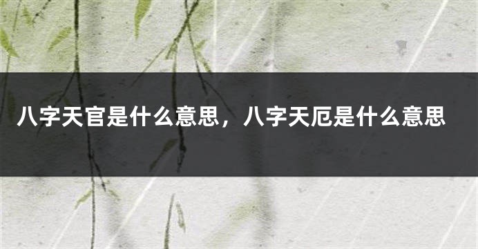 八字天官是什么意思，八字天厄是什么意思