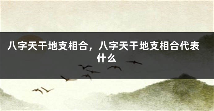 八字天干地支相合,八字天干地支相合代表什么