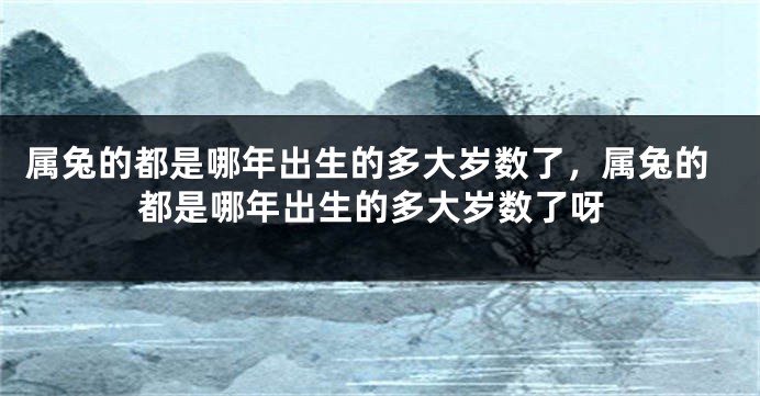 属兔的都是哪年出生的多大岁数了，属兔的都是哪年出生的多大岁数了呀