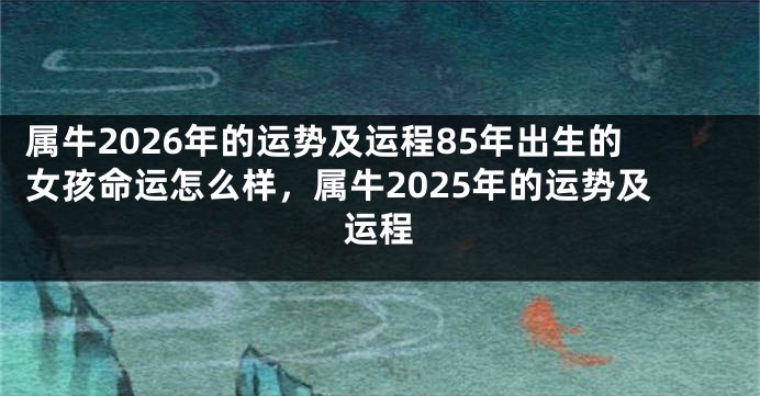 属牛2026年的运势及运程85年出生的女孩命运怎么样，属牛2025年的运势及运程