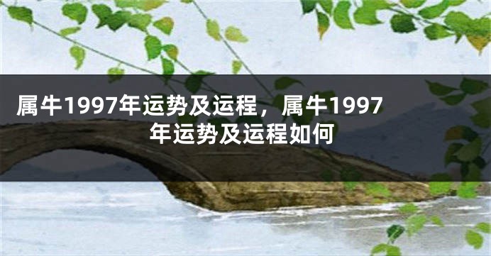 属牛1997年运势及运程，属牛1997年运势及运程如何