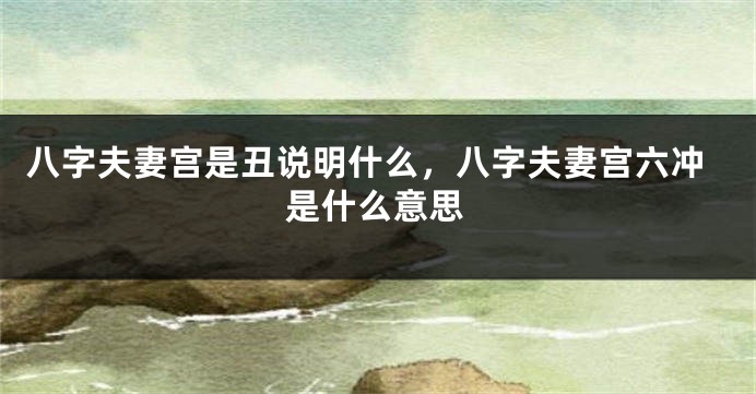 八字夫妻宫是丑说明什么，八字夫妻宫六冲是什么意思