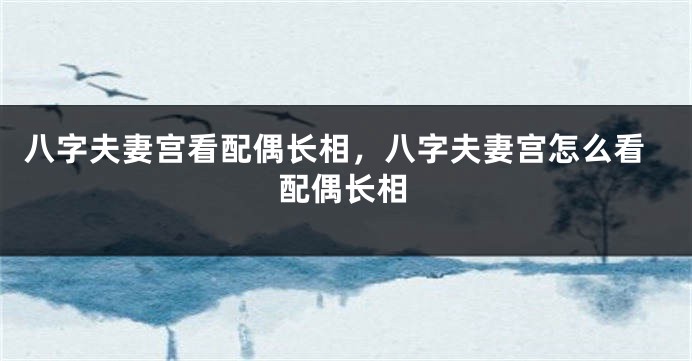 八字夫妻宫看配偶长相，八字夫妻宫怎么看配偶长相