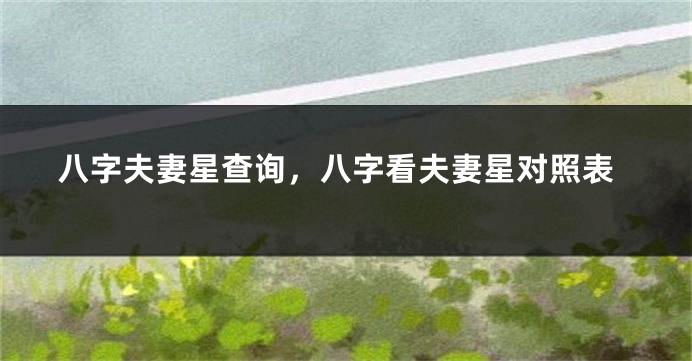 八字夫妻星查询，八字看夫妻星对照表