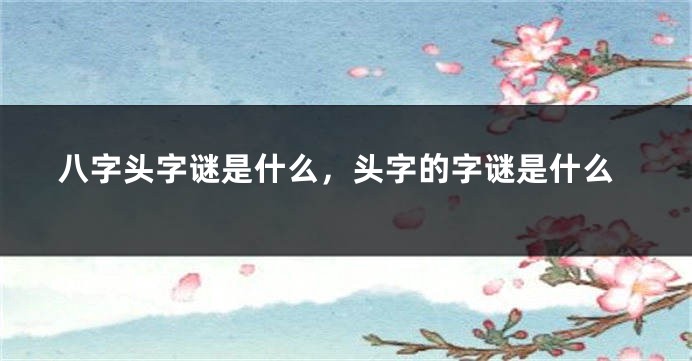 八字头字谜是什么，头字的字谜是什么