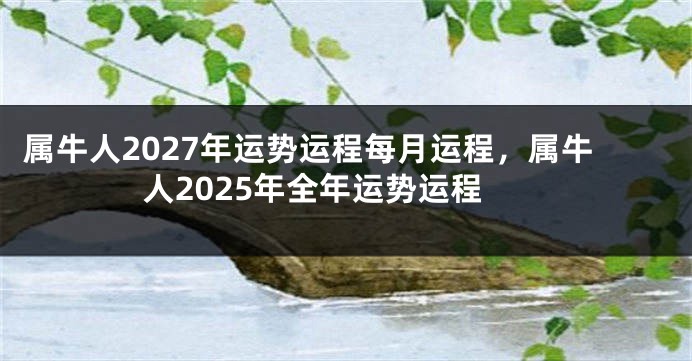 属牛人2027年运势运程每月运程，属牛人2025年全年运势运程