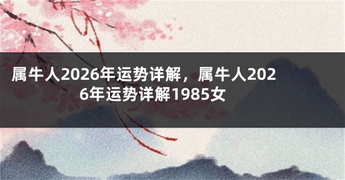 属牛人2026年运势详解，属牛人2026年运势详解1985女
