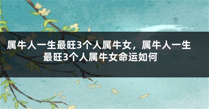 属牛人一生最旺3个人属牛女，属牛人一生最旺3个人属牛女命运如何