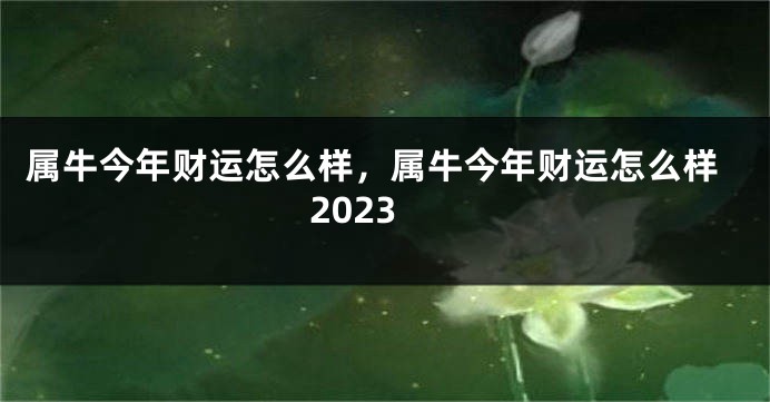 属牛今年财运怎么样，属牛今年财运怎么样2023