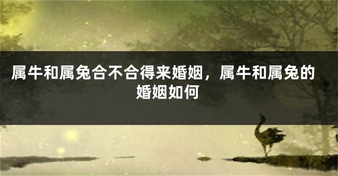 属牛和属兔合不合得来婚姻，属牛和属兔的婚姻如何