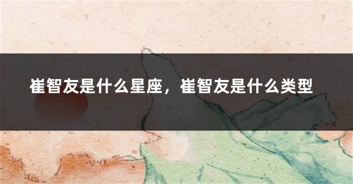 崔智友是什么星座，崔智友是什么类型