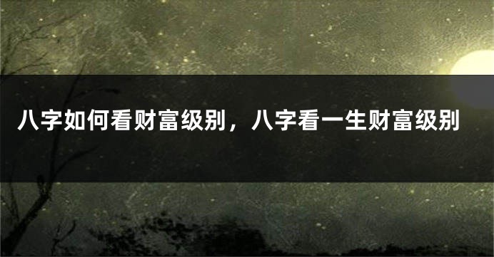 八字如何看财富级别，八字看一生财富级别