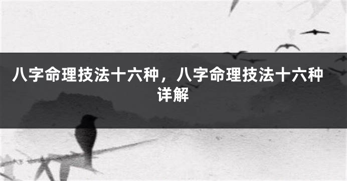 八字命理技法十六种，八字命理技法十六种详解