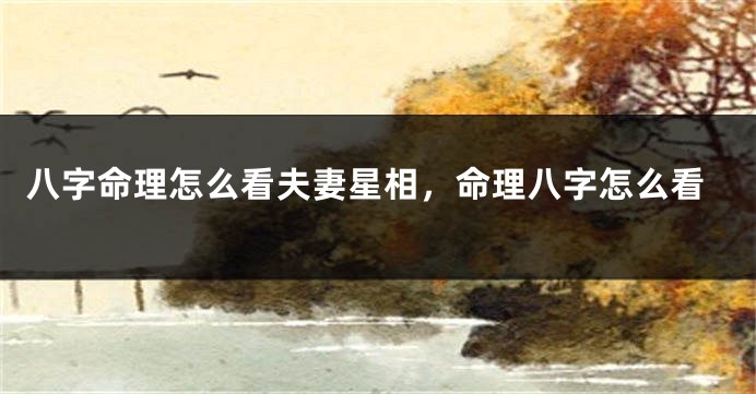 八字命理怎么看夫妻星相，命理八字怎么看