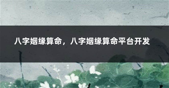 八字姻缘算命，八字姻缘算命平台开发