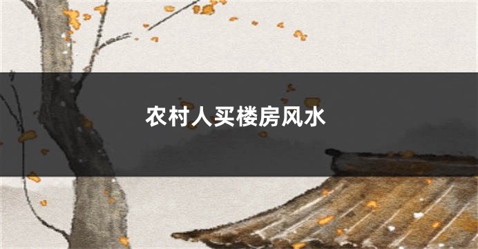 农村人买楼房风水