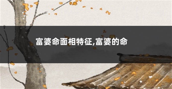 富婆命面相特征,富婆的命