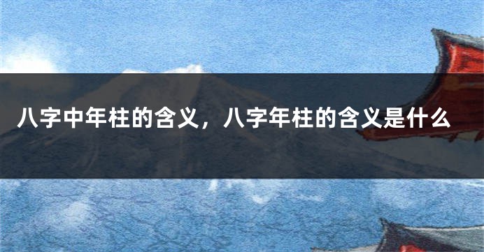 八字中年柱的含义，八字年柱的含义是什么