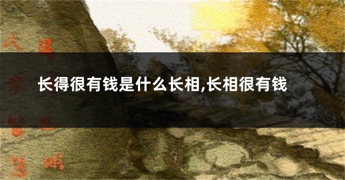 长得很有钱是什么长相,长相很有钱