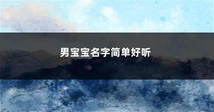 男宝宝名字简单好听