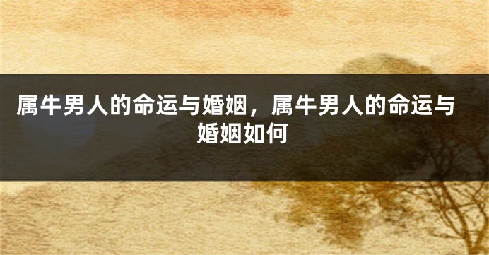 属牛男人的命运与婚姻，属牛男人的命运与婚姻如何