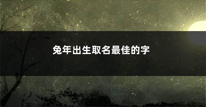 兔年出生取名最佳的字