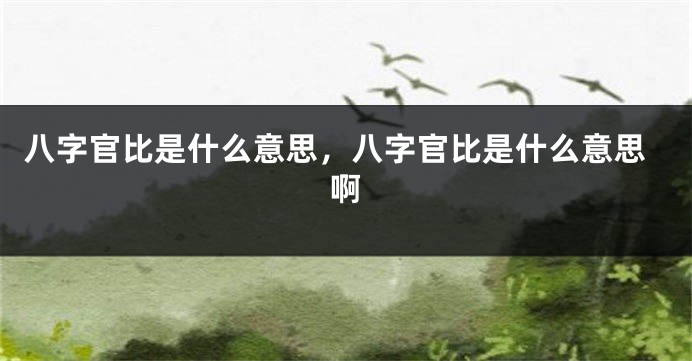 八字官比是什么意思，八字官比是什么意思啊