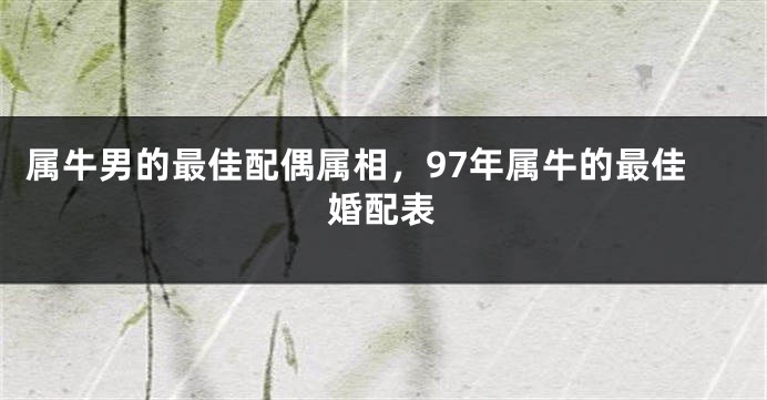 属牛男的最佳配偶属相，97年属牛的最佳婚配表