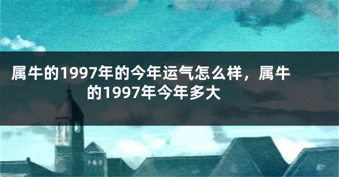 属牛的1997年的今年运气怎么样，属牛的1997年今年多大