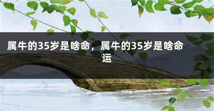 属牛的35岁是啥命，属牛的35岁是啥命运