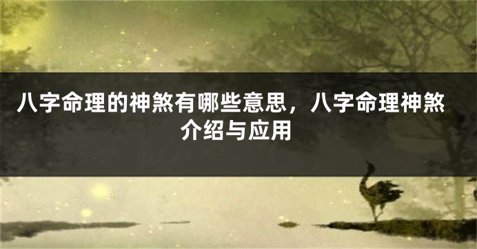 八字命理的神煞有哪些意思，八字命理神煞介绍与应用