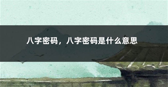 八字密码，八字密码是什么意思