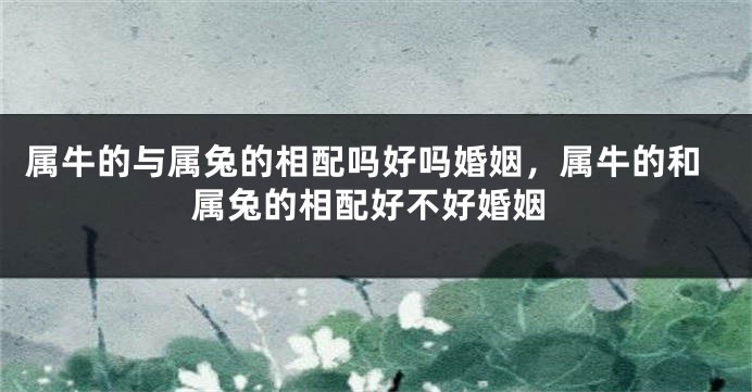 属牛的与属兔的相配吗好吗婚姻，属牛的和属兔的相配好不好婚姻
