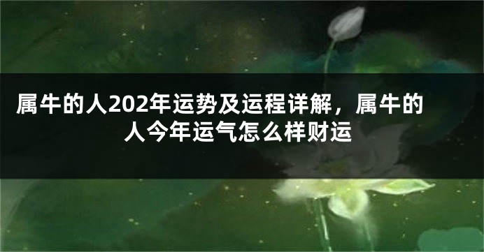 属牛的人202年运势及运程详解，属牛的人今年运气怎么样财运