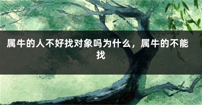 属牛的人不好找对象吗为什么，属牛的不能找